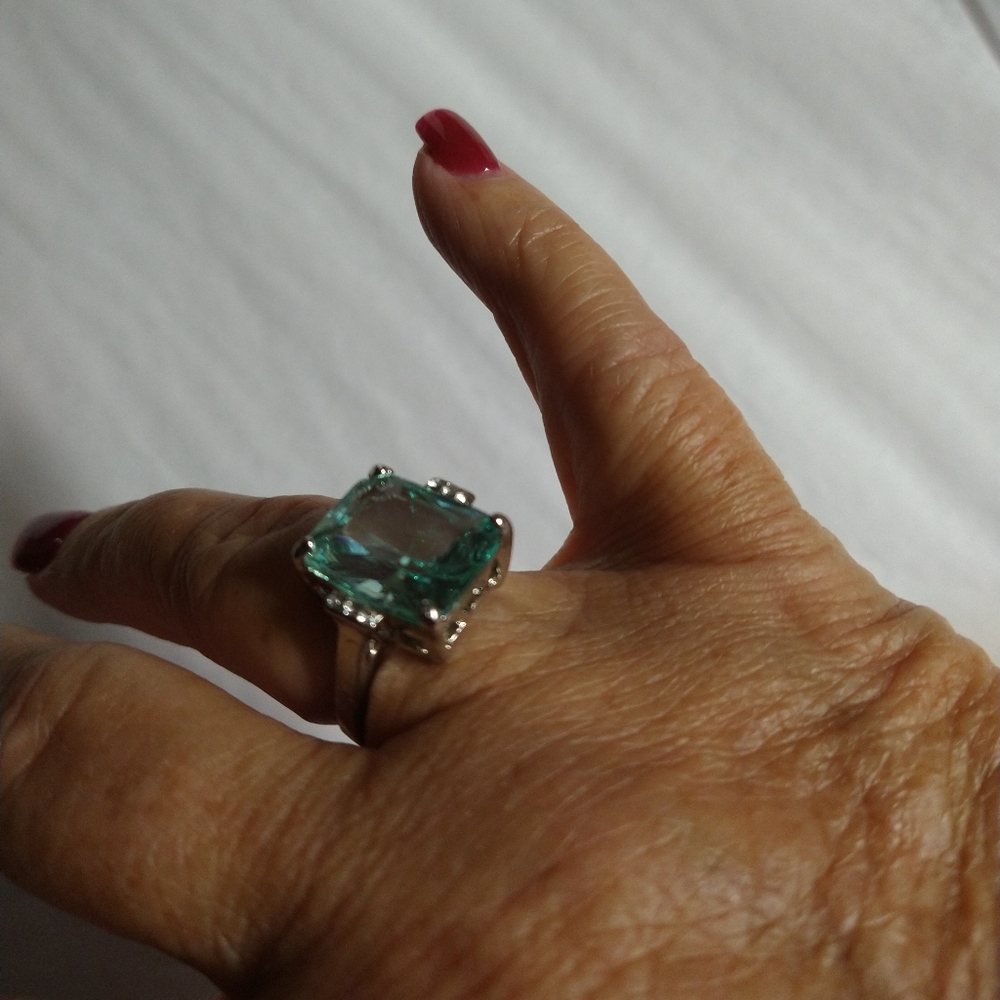 10.48CT Blue Gem 925 Sterling Silver Ring  NWOT - Picture 5 of 7